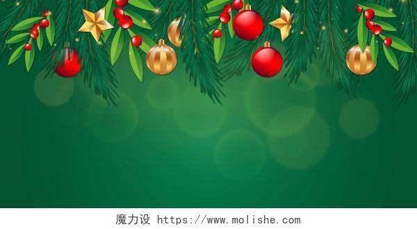 绿色铃铛挂件圣诞节矢量展板背景